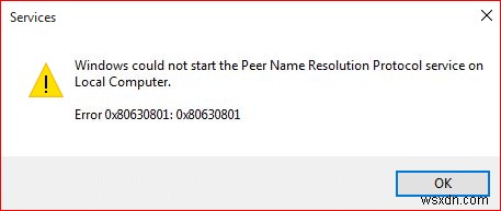 সমস্যা সমাধান পিয়ার নেম রেজোলিউশন প্রোটোকল পরিষেবা শুরু করতে পারে না