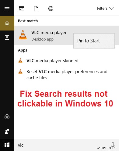 উইন্ডোজ 10-এ ক্লিকযোগ্য নয় অনুসন্ধানের ফলাফল ঠিক করুন 