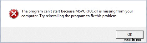 MSVCP100.dll অনুপস্থিত বা পাওয়া যায়নি ত্রুটি ঠিক করুন 