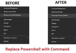 Windows 10 স্টার্ট মেনুতে কমান্ড প্রম্পট দিয়ে Powershell প্রতিস্থাপন করুন