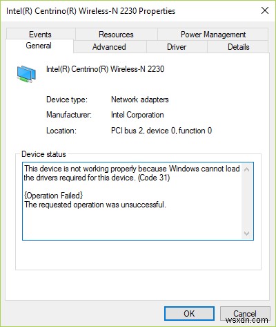 ডিভাইস ম্যানেজারে নেটওয়ার্ক অ্যাডাপ্টার ত্রুটি কোড 31 ঠিক করুন 