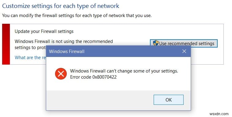 উইন্ডোজ ফায়ারওয়াল ত্রুটি কোড 0x80070422 চালু করতে পারবেন না ঠিক করুন 