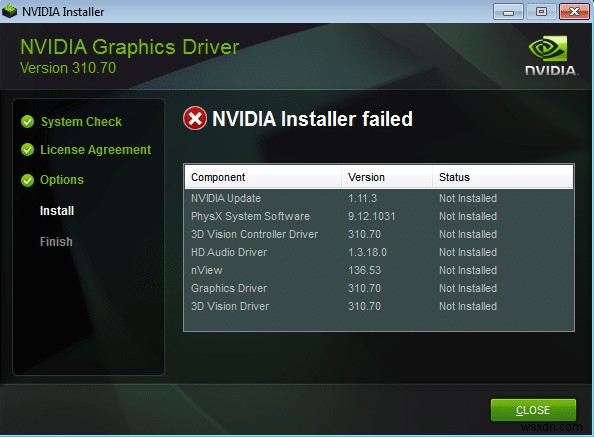 Windows 10 এ NVIDIA ইনস্টলার ব্যর্থ ত্রুটি [সমাধান] 