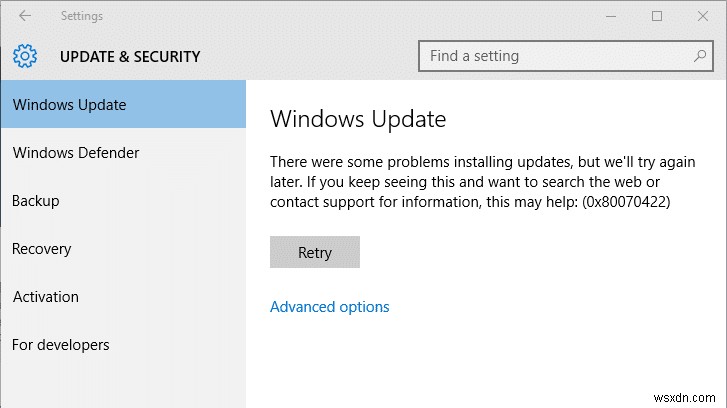 Windows 10 আপডেট ত্রুটি 0x80070422 ঠিক করুন 