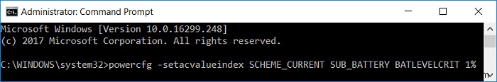 Windows 10 এ ক্রিটিক্যাল ব্যাটারি লেভেল পরিবর্তন করুন 