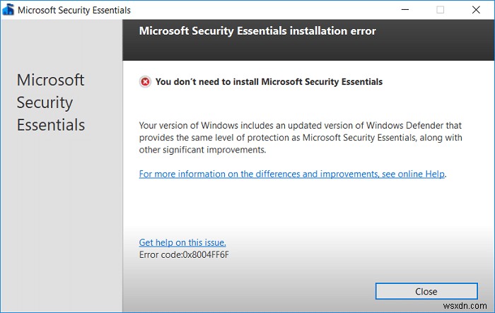 Windows 10-এ Microsoft Security Essentials আনইনস্টল করুন 