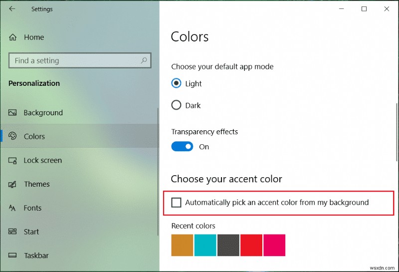 Windows 10 এ স্টার্ট মেনু, টাস্কবার, অ্যাকশন সেন্টার এবং টাইটেল বারের রঙ পরিবর্তন করুন