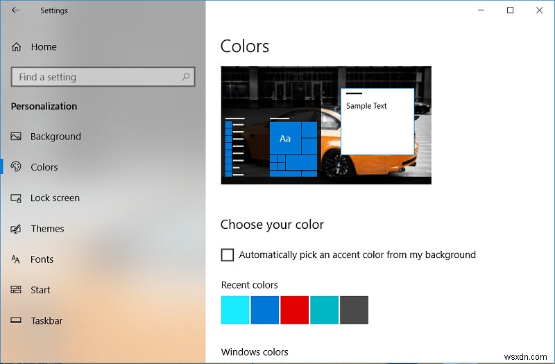 Windows 10 এ স্টার্ট মেনু, টাস্কবার, অ্যাকশন সেন্টার এবং টাইটেল বারের রঙ পরিবর্তন করুন
