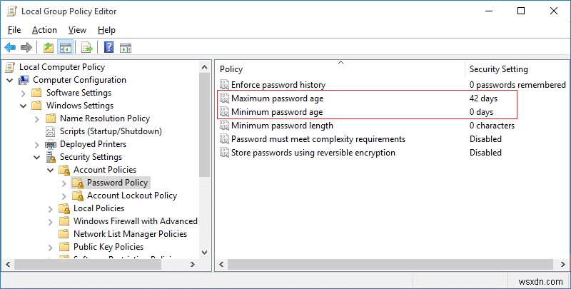 উইন্ডোজ 10 এ সর্বাধিক এবং সর্বনিম্ন পাসওয়ার্ড বয়স পরিবর্তন করুন