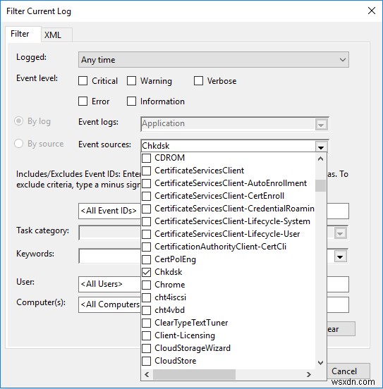 Windows 10-এ Chkdsk-এর জন্য ইভেন্ট ভিউয়ার লগ পড়ুন 