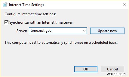 একটি ইন্টারনেট টাইম সার্ভারের সাথে উইন্ডোজ 10 ঘড়ি সিঙ্ক্রোনাইজ করুন 