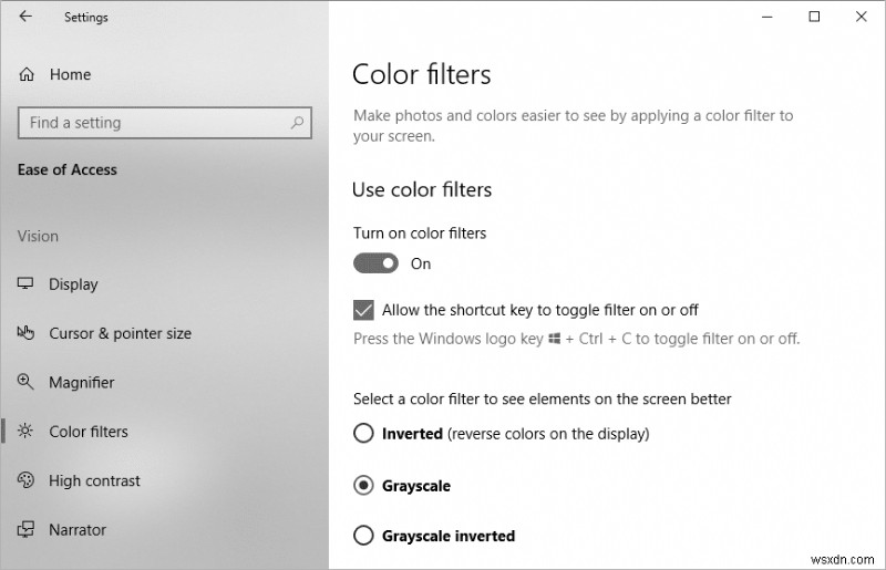 উইন্ডোজ 10 এ রঙ ফিল্টার সক্ষম বা অক্ষম করুন 