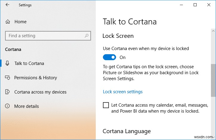 Windows 10 লক স্ক্রিনে Cortana সক্ষম বা নিষ্ক্রিয় করুন