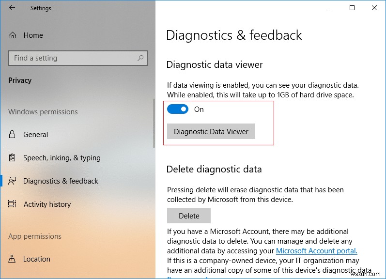 Windows 10-এ ডায়াগনস্টিক ডেটা ভিউয়ার সক্ষম বা অক্ষম করুন 