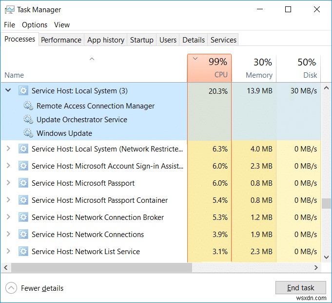 পরিষেবা হোস্ট ঠিক করুন:স্থানীয় সিস্টেম (svchost.exe) উচ্চ CPU এবং ডিস্ক ব্যবহার 