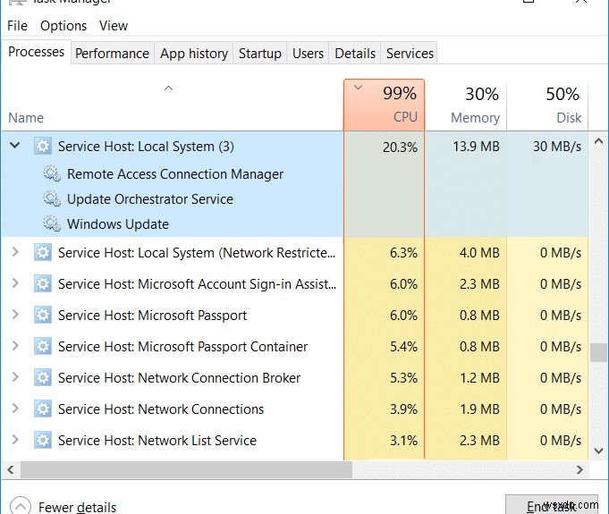 পরিষেবা হোস্ট ঠিক করুন:স্থানীয় সিস্টেম (svchost.exe) উচ্চ CPU এবং ডিস্ক ব্যবহার 