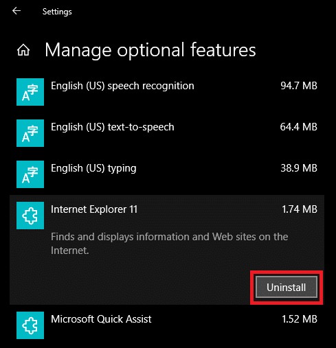 কিভাবে Windows 10 থেকে ইন্টারনেট এক্সপ্লোরার আনইনস্টল করবেন 