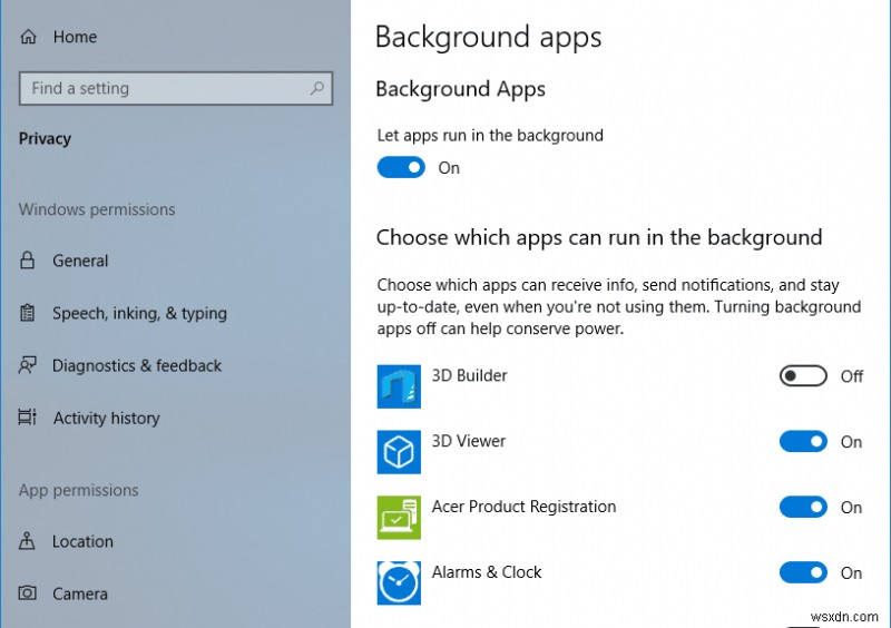 Windows 10-এ ব্যাকগ্রাউন্ডে অ্যাপগুলি চালানো বন্ধ করুন 