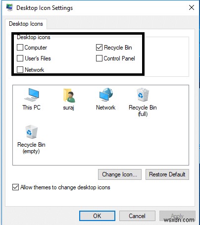 Windows 10 এ পুরানো ডেস্কটপ আইকনগুলি পুনরুদ্ধার করুন