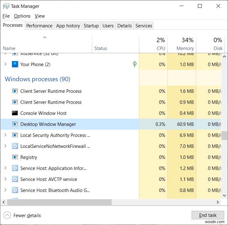 ডেস্কটপ উইন্ডো ম্যানেজার হাই CPU (DWM.exe)