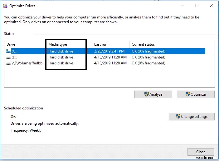 আপনার ড্রাইভ Windows 10 এ SSD বা HDD কিনা তা পরীক্ষা করুন