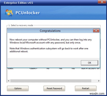 PCUnlocker দিয়ে Windows 10 ভুলে যাওয়া পাসওয়ার্ড পুনরুদ্ধার করুন 