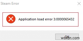 স্টিম অ্যাপ্লিকেশন লোড ত্রুটি 3:0000065432