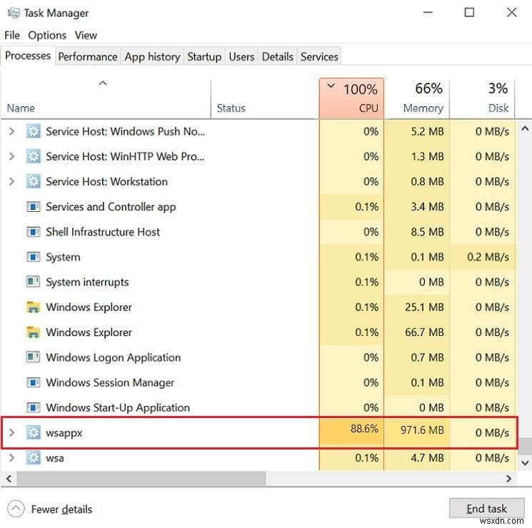 Windows 10-এ WSAPPX হাই ডিস্কের ব্যবহার ঠিক করুন 