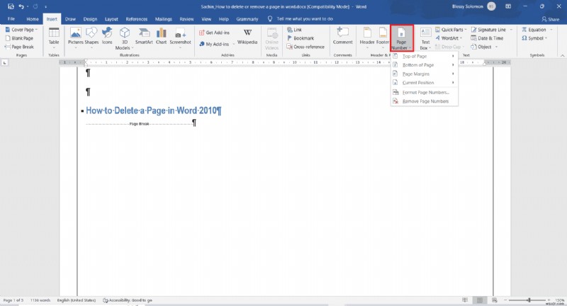 How to Delete a page in Word 2010