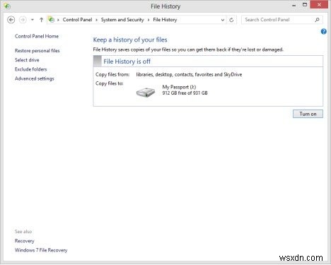 The Easy Tutorial:How to use File History to Backup and Restore in Windows 8.1/8