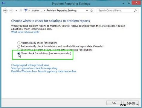 Windows 8 এ আমি কিভাবে ত্রুটি রিপোর্টিং অক্ষম করব
