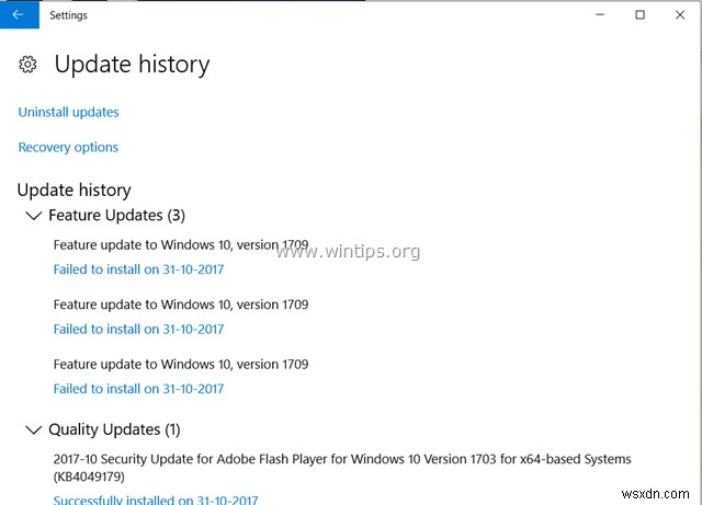 FIX:Windows 10 Update 1709 ইন্সটল করতে ব্যর্থ (সমাধান)