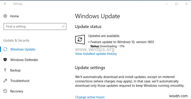 FIX:Windows 10 Update 1803 ইন্সটল করতে ব্যর্থ (সমাধান)