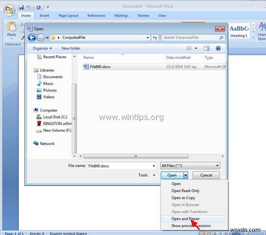 ফিক্স:ওয়ার্ড ফাইলটি দূষিত এবং খোলা যাবে না (ক্ষতিগ্রস্ত ওয়ার্ড ফাইল পুনরুদ্ধার করুন) 