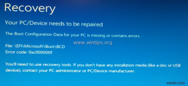 Windows 10/8/8.1 এ BSOD ত্রুটি 0x000000f অনুপস্থিত বুট কনফিগারেশন ডেটা ফিক্স করুন