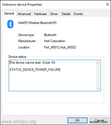 ফিক্স:ইন্টেল ওয়্যারলেস ব্লুটুথ কোড 10 শুরু করতে পারে না - স্ট্যাটাস ডিভাইস পাওয়ার ব্যর্থতা৷