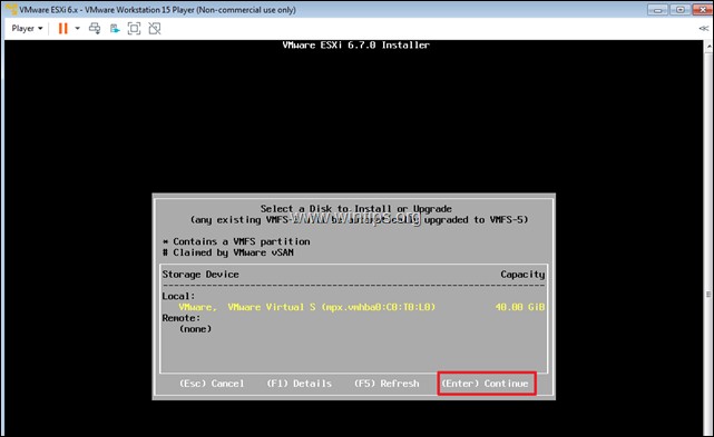 ভিএমওয়্যার ওয়ার্কস্টেশন 15 এ কিভাবে vSphere ESXi 6.7 ইনস্টল করবেন।