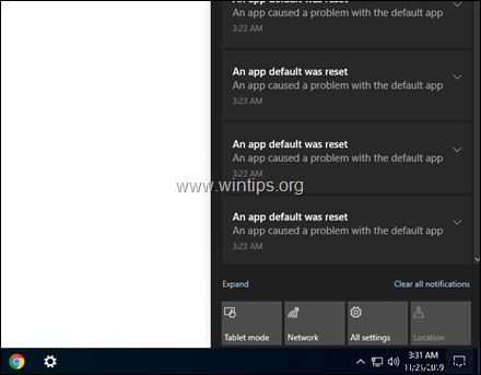 ফিক্স:উইন্ডোজ 10-এ একটি অ্যাপ ডিফল্ট রিসেট বিজ্ঞপ্তি ত্রুটি ছিল।