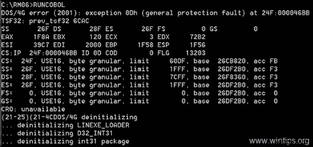 FIX:DOS/4G ত্রুটি 2001 ব্যতিক্রম 0Dh এ Windows 10 (সমাধান)