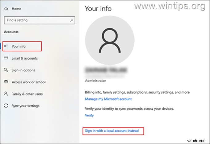 Windows 10-এ Microsoft অ্যাকাউন্টকে স্থানীয় অ্যাকাউন্টে কীভাবে স্যুইচ করবেন।