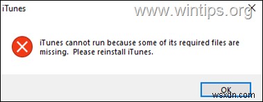 FIX:iTunes প্রয়োজনীয় ফাইলগুলি অনুপস্থিত এবং চালানো যাবে না৷ (সমাধান)