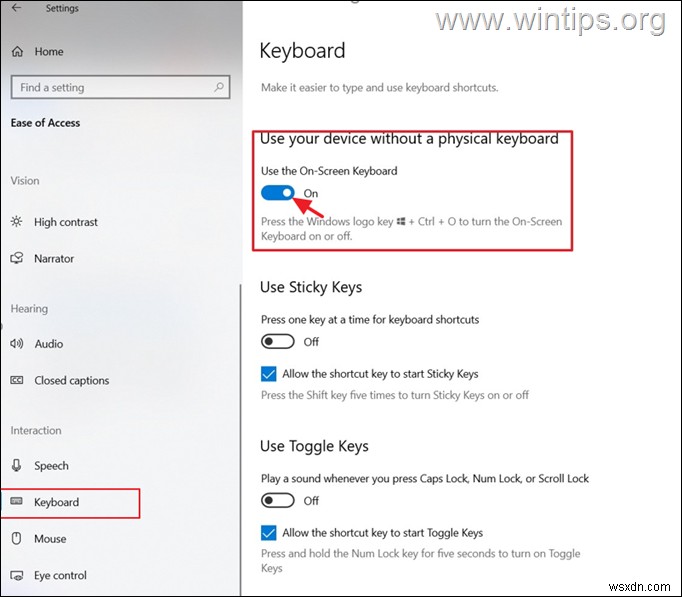 উইন্ডোজ 10-এ অন-স্ক্রিন কীবোর্ড কীভাবে সক্ষম-অক্ষম করবেন। 