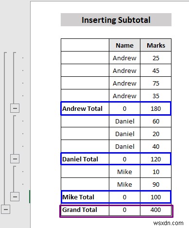 এক্সেল এ সাবটোটাল কিভাবে সন্নিবেশ করা যায়