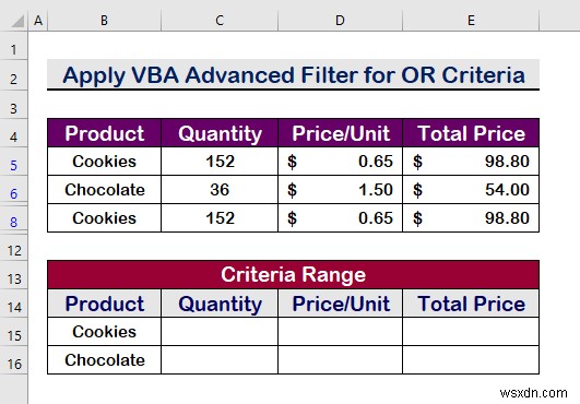 Excel VBA:একটি পরিসরে একাধিক মানদণ্ড সহ উন্নত ফিল্টার (5 পদ্ধতি)