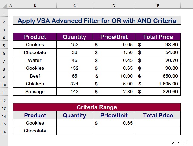 Excel VBA:একটি পরিসরে একাধিক মানদণ্ড সহ উন্নত ফিল্টার (5 পদ্ধতি)