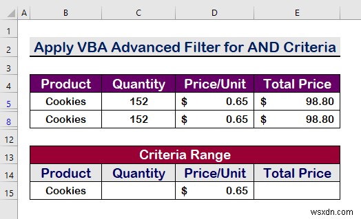 Excel VBA:একটি পরিসরে একাধিক মানদণ্ড সহ উন্নত ফিল্টার (5 পদ্ধতি)