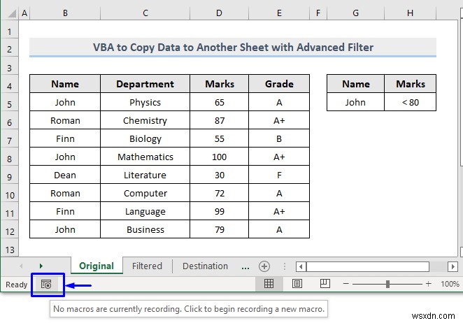 Excel এ উন্নত ফিল্টার সহ অন্য শীটে ডেটা কপি করতে VBA