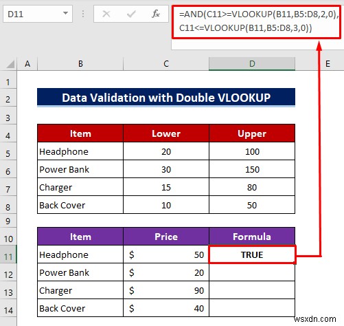 এক্সেল ডেটা যাচাইকরণে কাস্টম VLOOKUP ফর্মুলা কীভাবে ব্যবহার করবেন