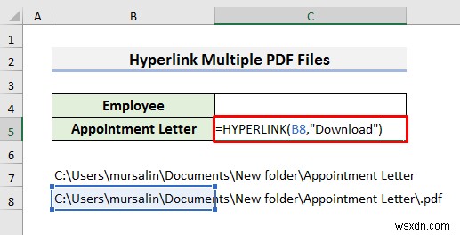 এক্সেলে একাধিক পিডিএফ ফাইল হাইপারলিঙ্ক করার উপায় (3 পদ্ধতি)
