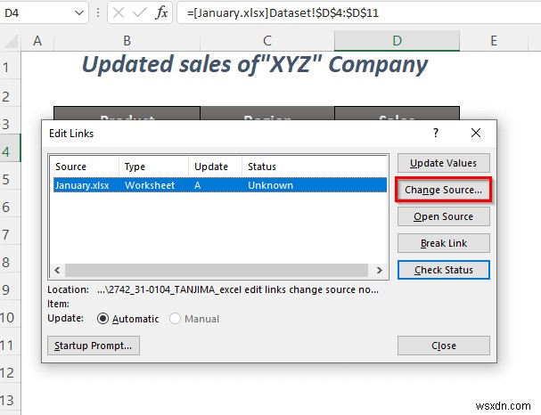 [ফিক্স]:Excel Edit Links পরিবর্তন সোর্স কাজ করছে না